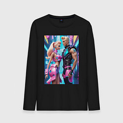 Лонгслив хлопковый мужской Barbie and Ken - ai art fantasy, цвет: черный