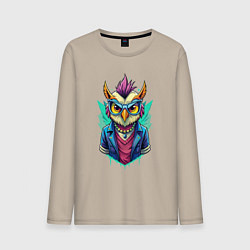 Лонгслив хлопковый мужской Стильная модная сова, цвет: миндальный