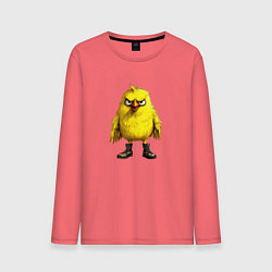 Лонгслив хлопковый мужской Птица пришла, цвет: коралловый