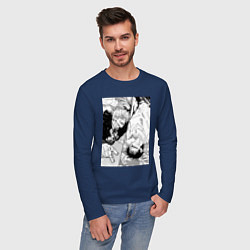 Лонгслив хлопковый мужской Магическая битва Сатору Годзё Тоджи, цвет: тёмно-синий — фото 2