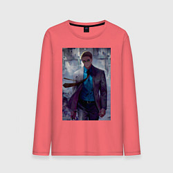 Лонгслив хлопковый мужской Магическая битва Кэнто Нанами, цвет: коралловый