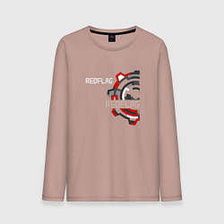 Лонгслив хлопковый мужской Red Flag - Industrial logo, цвет: пыльно-розовый