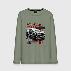 Лонгслив хлопковый мужской Skyline gtr34, цвет: авокадо
