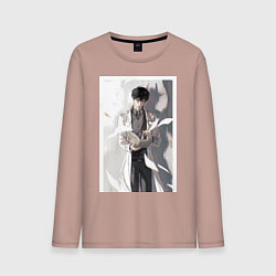 Лонгслив хлопковый мужской Всеведущий читатель Ким Докча, цвет: пыльно-розовый