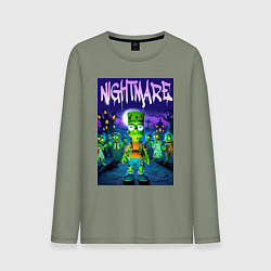 Лонгслив хлопковый мужской Zombie Bart Simpson - nightmare, цвет: авокадо