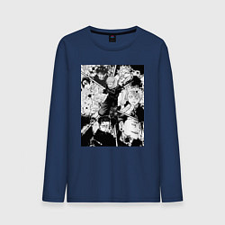 Лонгслив хлопковый мужской Магическая битва Юдзи Итадори Мэгуми Фусигуро, цвет: тёмно-синий