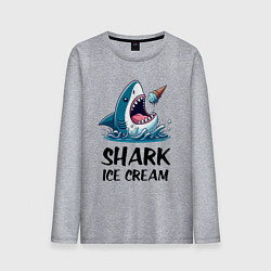 Лонгслив хлопковый мужской Shark ice cream - ai art, цвет: меланж