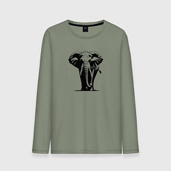 Лонгслив хлопковый мужской Слон силуэт, цвет: авокадо