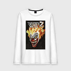 Лонгслив хлопковый мужской Twisted metal 2 - clown head, цвет: белый