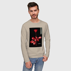 Лонгслив хлопковый мужской Depeche mode rose, цвет: миндальный — фото 2