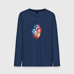 Лонгслив хлопковый мужской Краски сердца, цвет: тёмно-синий