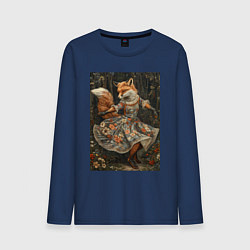 Лонгслив хлопковый мужской Лиса Патрикеевна, цвет: тёмно-синий