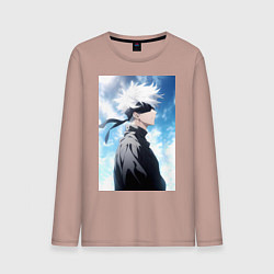 Лонгслив хлопковый мужской Магическая битва Сатору Годзё в повязке, цвет: пыльно-розовый