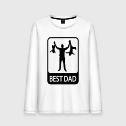 Лонгслив хлопковый мужской Best dad, цвет: белый