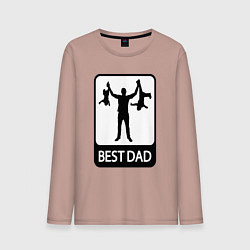 Лонгслив хлопковый мужской Best dad, цвет: пыльно-розовый