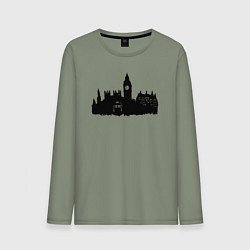 Лонгслив хлопковый мужской Тардис и Лондон, цвет: авокадо