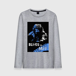 Лонгслив хлопковый мужской Блюз против джаза, цвет: меланж