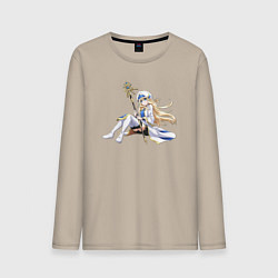 Лонгслив хлопковый мужской Жрица из аниме Убийца Гоблинов, цвет: миндальный