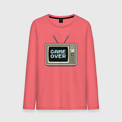 Лонгслив хлопковый мужской Game over tv, цвет: коралловый