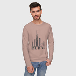 Лонгслив хлопковый мужской Dubai city style, цвет: пыльно-розовый — фото 2