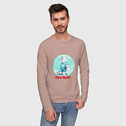 Лонгслив хлопковый мужской Забавный гордый футболист, цвет: пыльно-розовый — фото 2