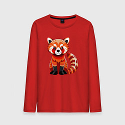 Лонгслив хлопковый мужской Красная панда с роскошным хвостом, цвет: красный