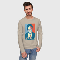 Лонгслив хлопковый мужской Dwight false - офис, цвет: миндальный — фото 2