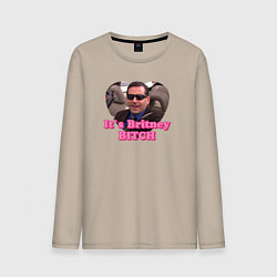 Лонгслив хлопковый мужской Michael Scott its Breatney B*tch - the office, цвет: миндальный