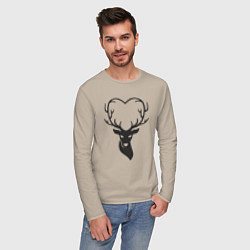 Лонгслив хлопковый мужской Love deer, цвет: миндальный — фото 2