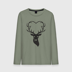 Лонгслив хлопковый мужской Love deer, цвет: авокадо