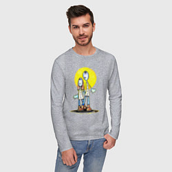 Лонгслив хлопковый мужской Чудики, цвет: меланж — фото 2