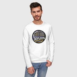 Лонгслив хлопковый мужской Boston - USA, цвет: белый — фото 2