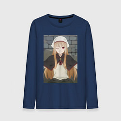 Лонгслив хлопковый мужской Волчица и пряности Холо в платке, цвет: тёмно-синий