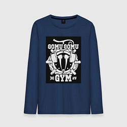 Лонгслив хлопковый мужской Ван-Пис Луффи Монки Д плод, цвет: тёмно-синий