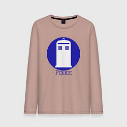 Лонгслив хлопковый мужской Tardis police, цвет: пыльно-розовый