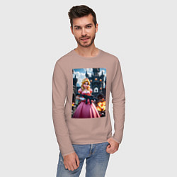 Лонгслив хлопковый мужской Принцесса Пич с автоматом, цвет: пыльно-розовый — фото 2