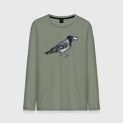 Лонгслив хлопковый мужской Ворона с денежкой, цвет: авокадо