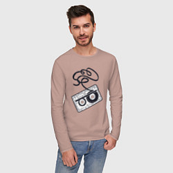 Лонгслив хлопковый мужской Аудиокассета, цвет: пыльно-розовый — фото 2