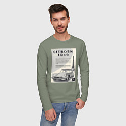 Лонгслив хлопковый мужской Автомобиль Citroen, цвет: авокадо — фото 2