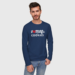 Лонгслив хлопковый мужской Milf and cookies милфа, цвет: тёмно-синий — фото 2