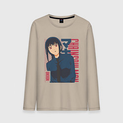 Лонгслив хлопковый мужской Человек-бензопила Макима Makima, цвет: миндальный