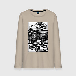 Лонгслив хлопковый мужской Porsche автомобиль классический, цвет: миндальный