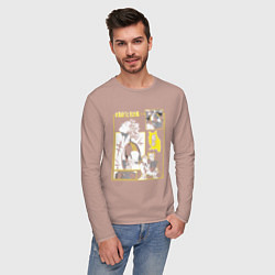 Лонгслив хлопковый мужской Haikyuu!! Хаику Волейбол Бокуто сова, цвет: пыльно-розовый — фото 2