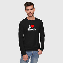 Лонгслив хлопковый мужской I love Skoda, цвет: черный — фото 2