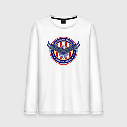 Лонгслив хлопковый мужской Американская мечта - сражайся за свободу, цвет: белый