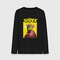 Лонгслив хлопковый мужской Shrek гигачад, цвет: черный