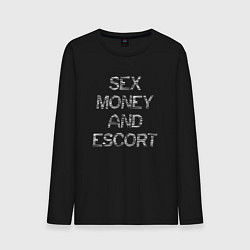 Лонгслив хлопковый мужской Sex money and escort, цвет: черный