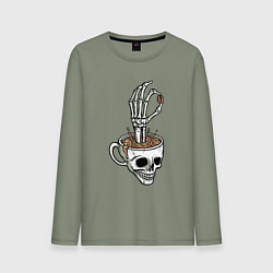 Лонгслив хлопковый мужской Мёртвый кофе, цвет: авокадо