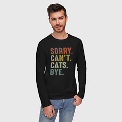 Лонгслив хлопковый мужской Извини не могу коты пока, цвет: черный — фото 2