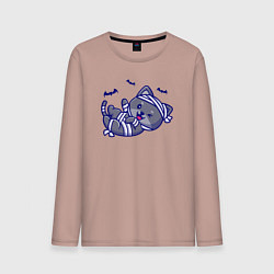 Лонгслив хлопковый мужской Котик-мумия и летучие мыши, цвет: пыльно-розовый